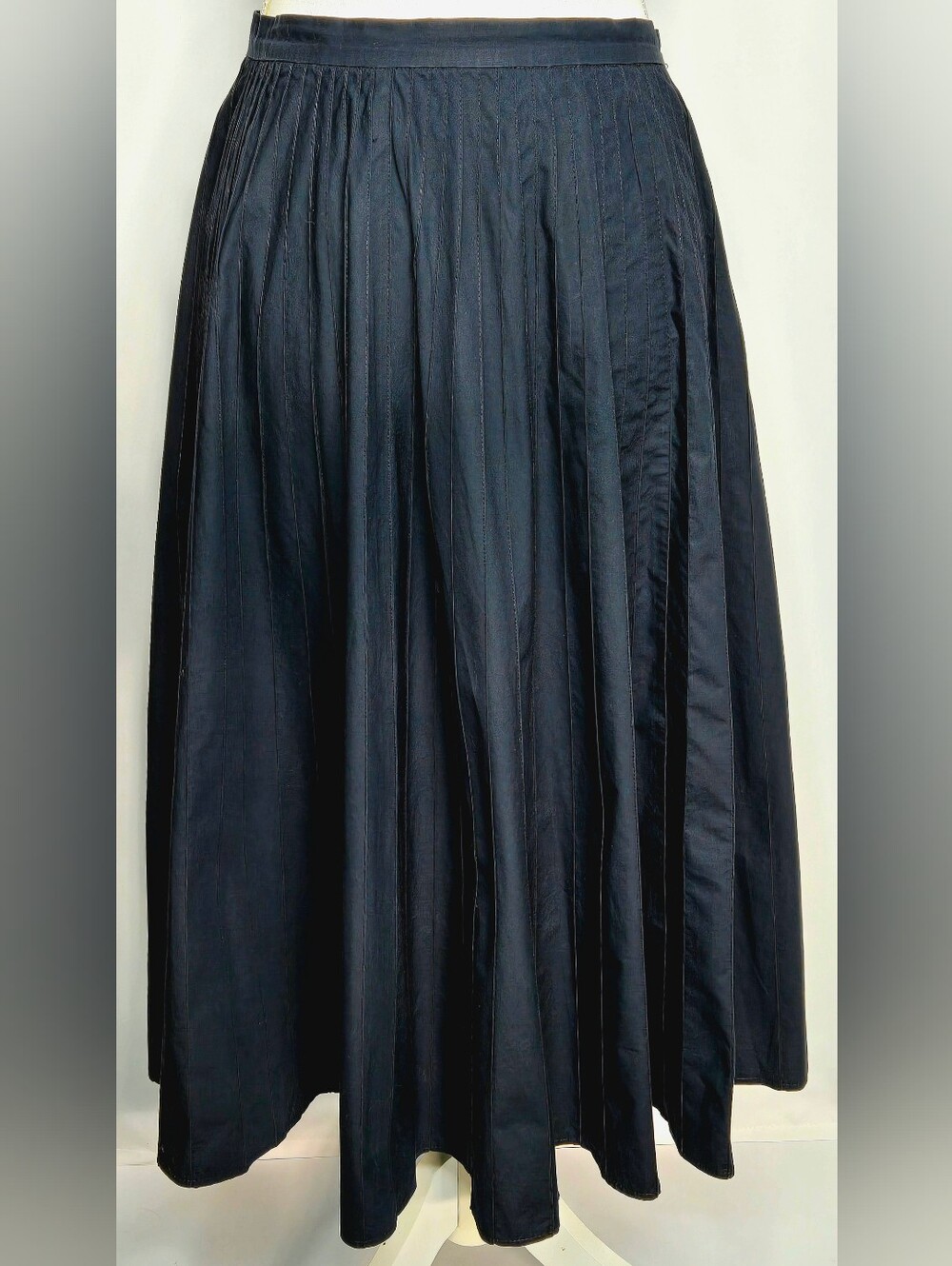 Lauren Ralph Lauren Architectural Pintuck Midi Skirt Navy NWOT Size 6